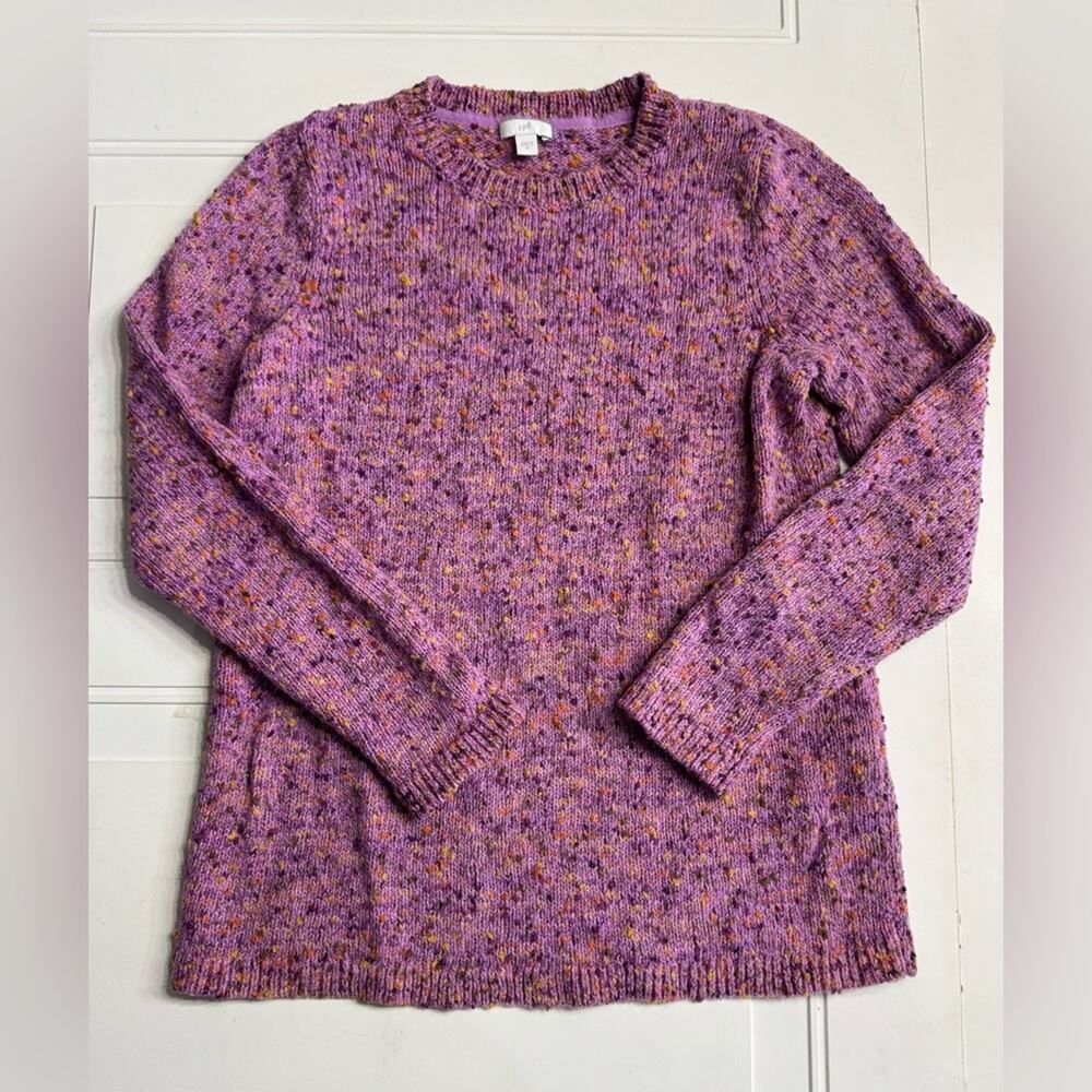 J. Jill Womens Sz XS Purple Pink Confetti Crewneck Retro Boho Sweater
